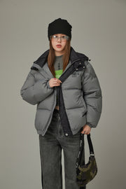 Color Matching Hooded Padded Jacket