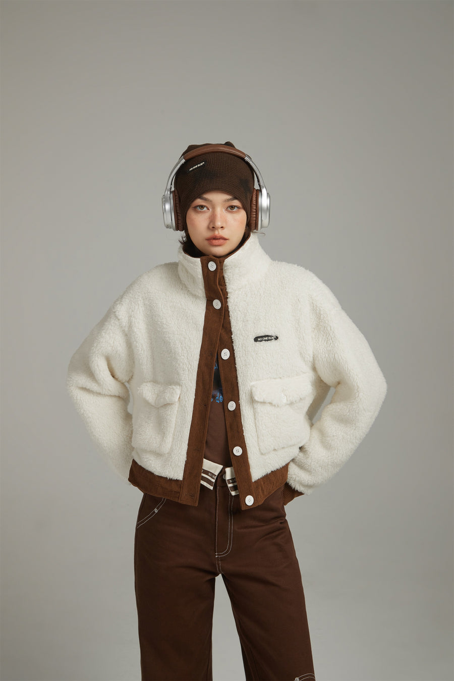 CHUU Color Combination Fleece Jacket