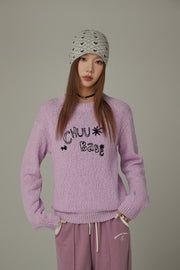 Macaron Color Logo Knit Sweater