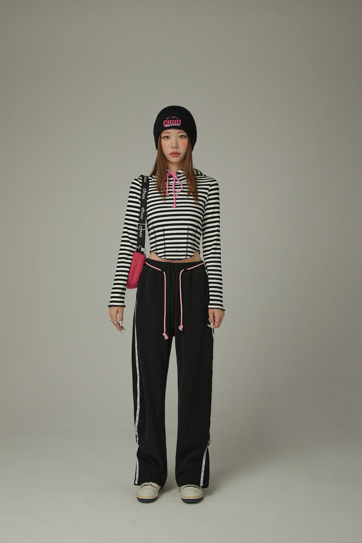 String Wide Sporty Pants