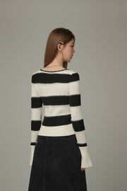 Logo Color Stripe Knit Sweater