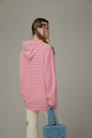 Logo Striped Loose Hoodie