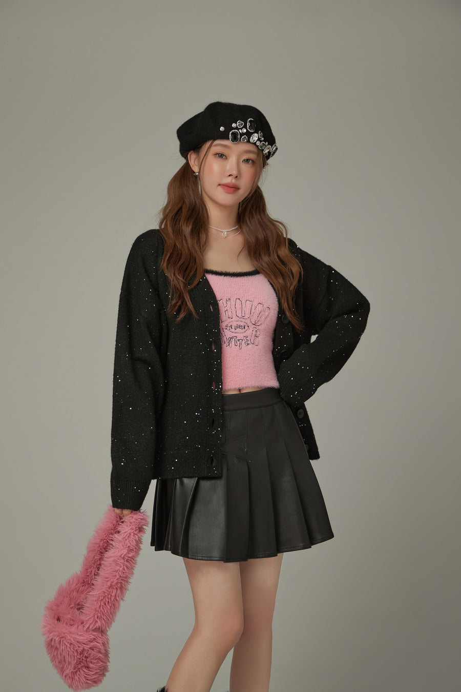 CHUU Specks Dotted V-Neck Knit Cardigan