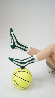 Logo Vintage Vertical Stripes High Socks