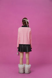 Open Collar Star Knit Sweater