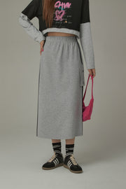 Side Line Pocket Logo Sporty Long Sweat Skirt