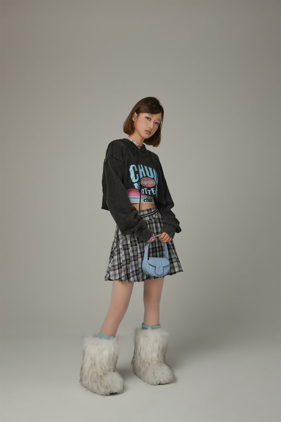 CHUU Check Pleated Skirt