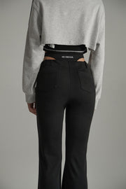 High Waisted Casual Slim Fit Side Cutouts Pants