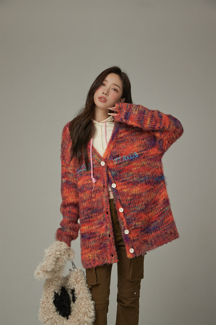 CHUU Rainbow Button Knit Cardigan