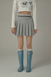 Color Line Pleated Sporty Mini Skirt