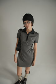 Polo Collar Short Sleeve A-Line Dress