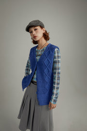 V-Neck Button Knit Vest