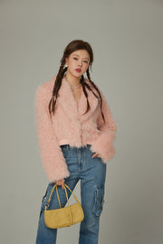 Color Fur Crop Jacket