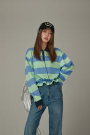 Polo Neck Stripe Sweatshirt