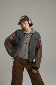 Leather Color Scheme Varsity Jacket