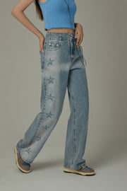 Side Logo Star Wide Denim Jeans