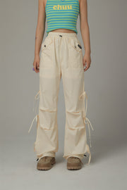 Size Ribbon Color Wide Pants