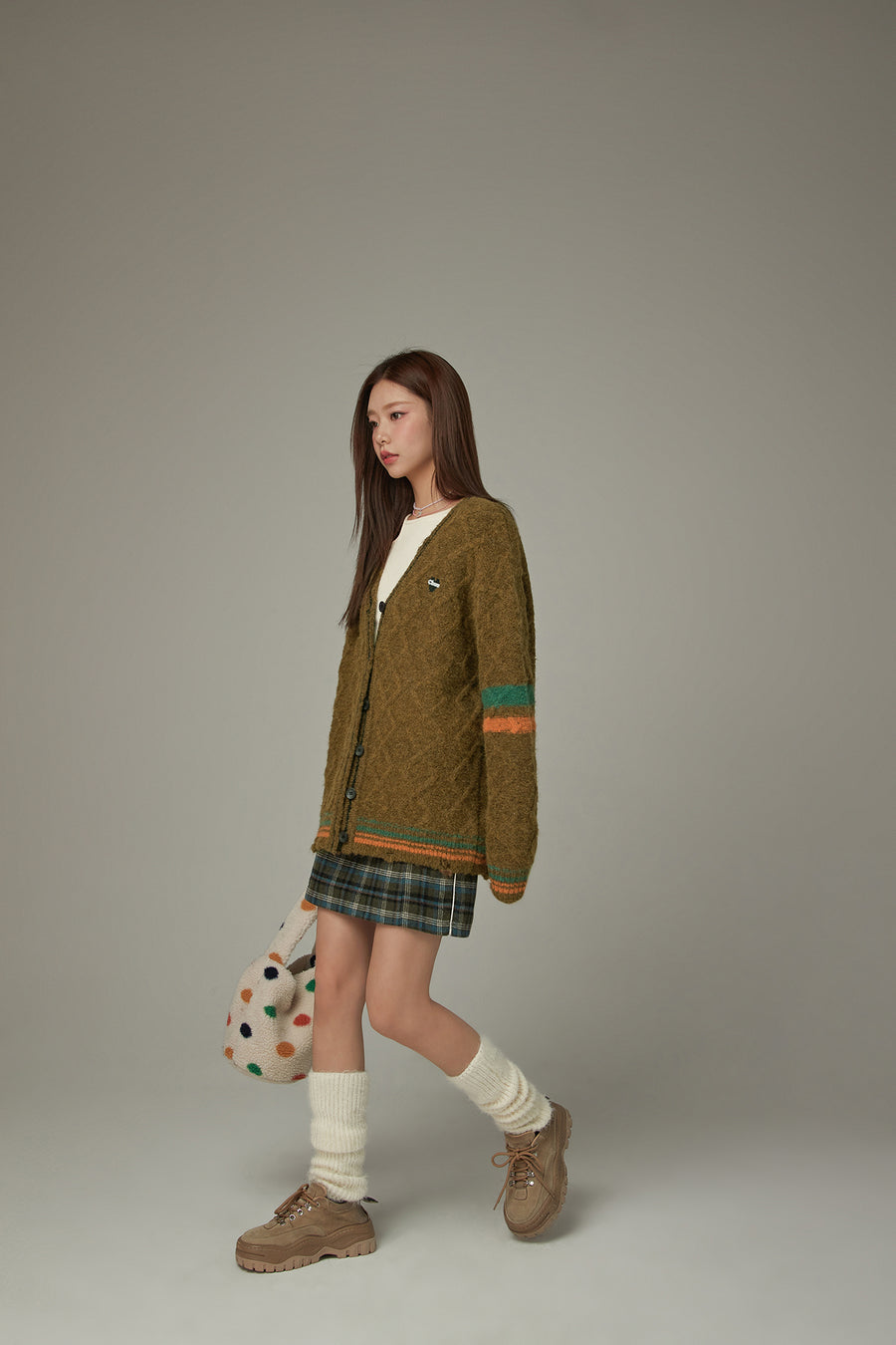 CHUU Color Striped Knit Cardigan