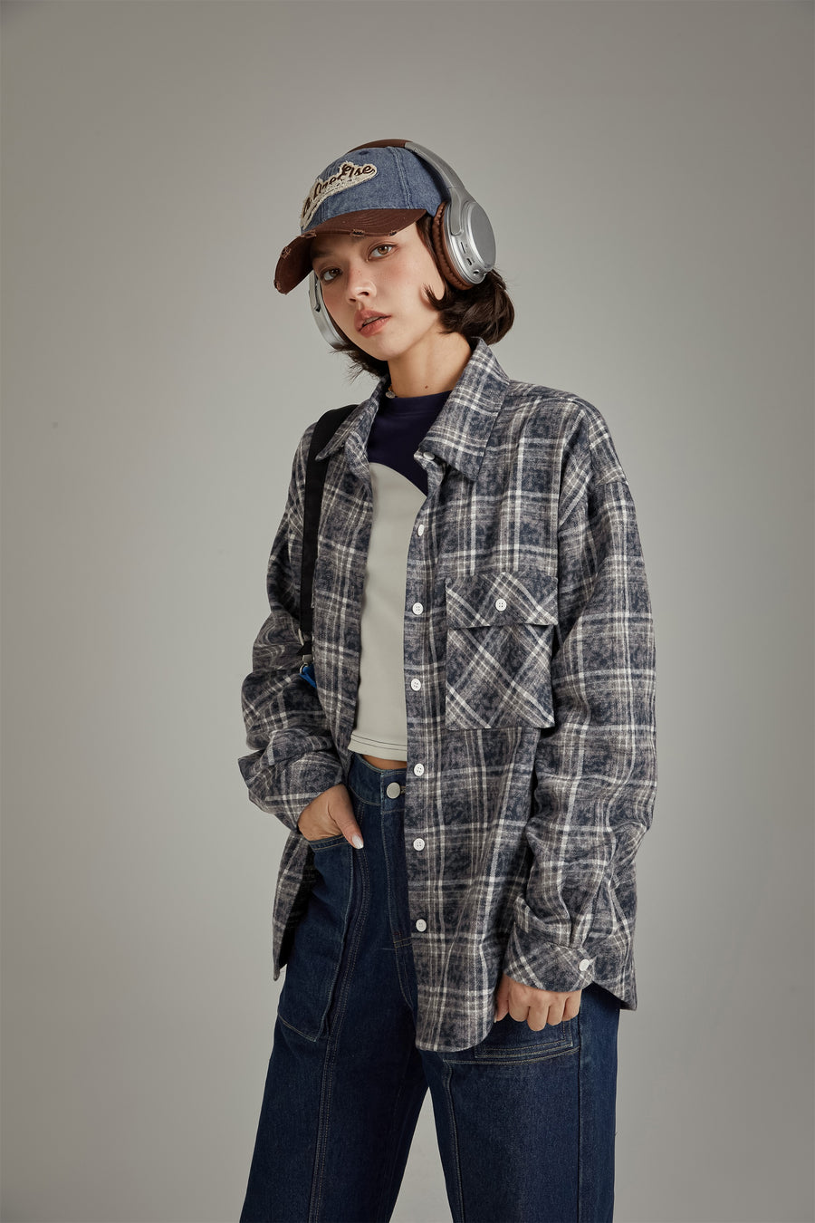 CHUU Back Design Loose Fit Check Shirt