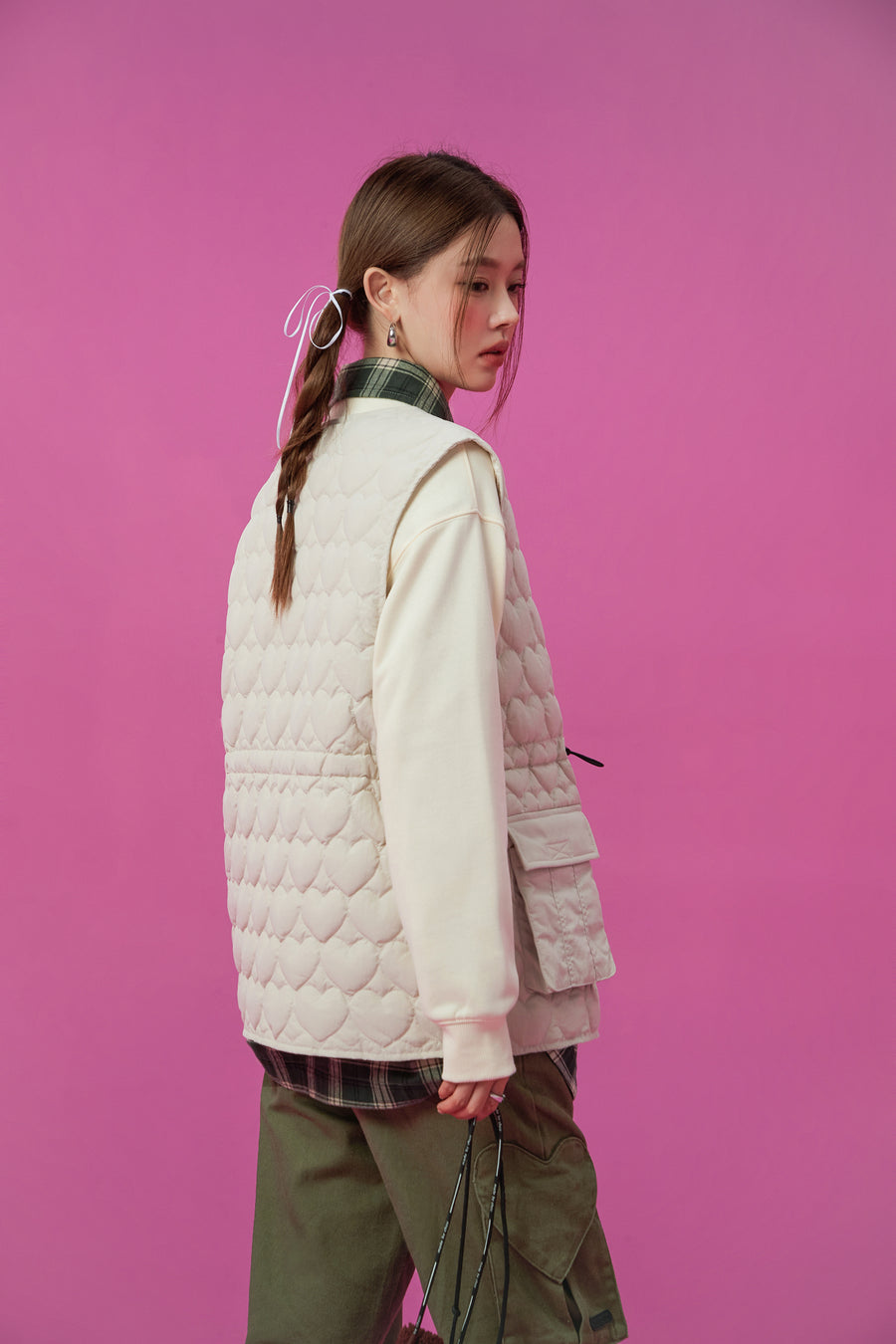 CHUU Heart Quilted Padded Vest