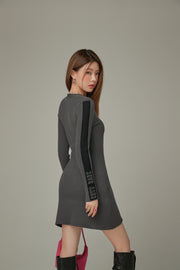 Ribbed Knit Button Dress
