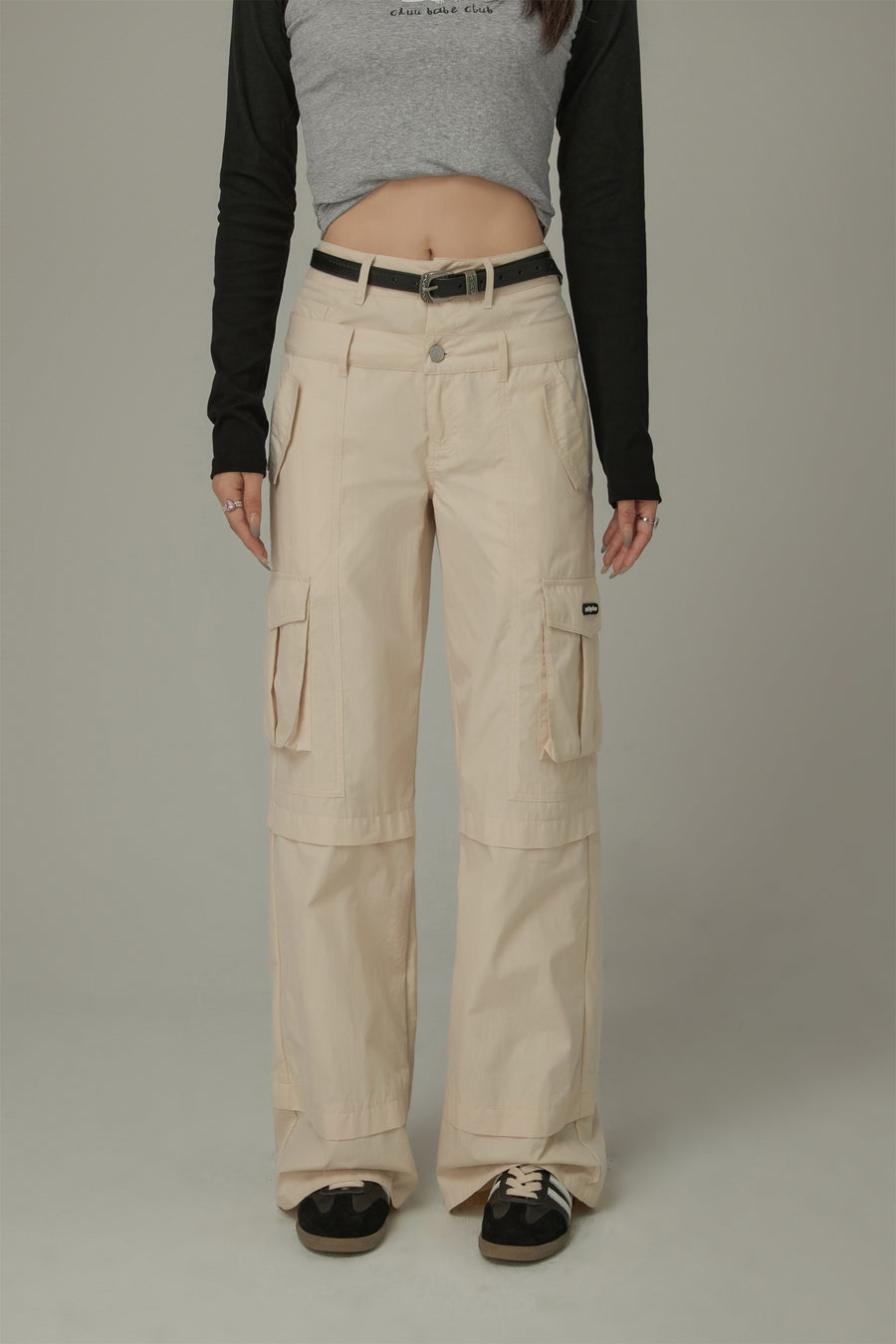 CHUU Cargo Wide High Waist Pocket Loose Casual Pants