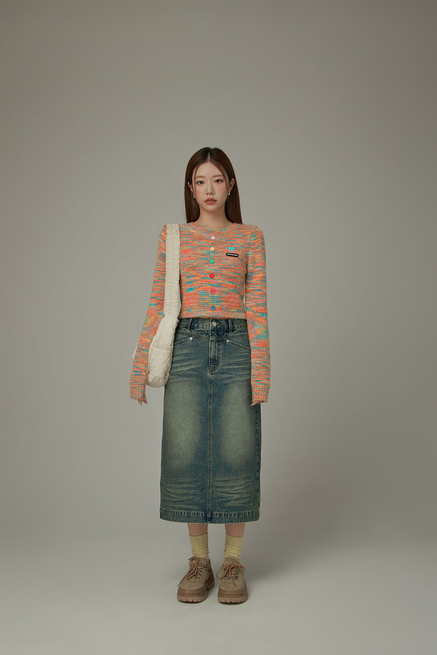 CHUU Rainbow Crop Knit Sweater