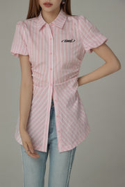 Puffy Short Sleeve Stripe Shirt