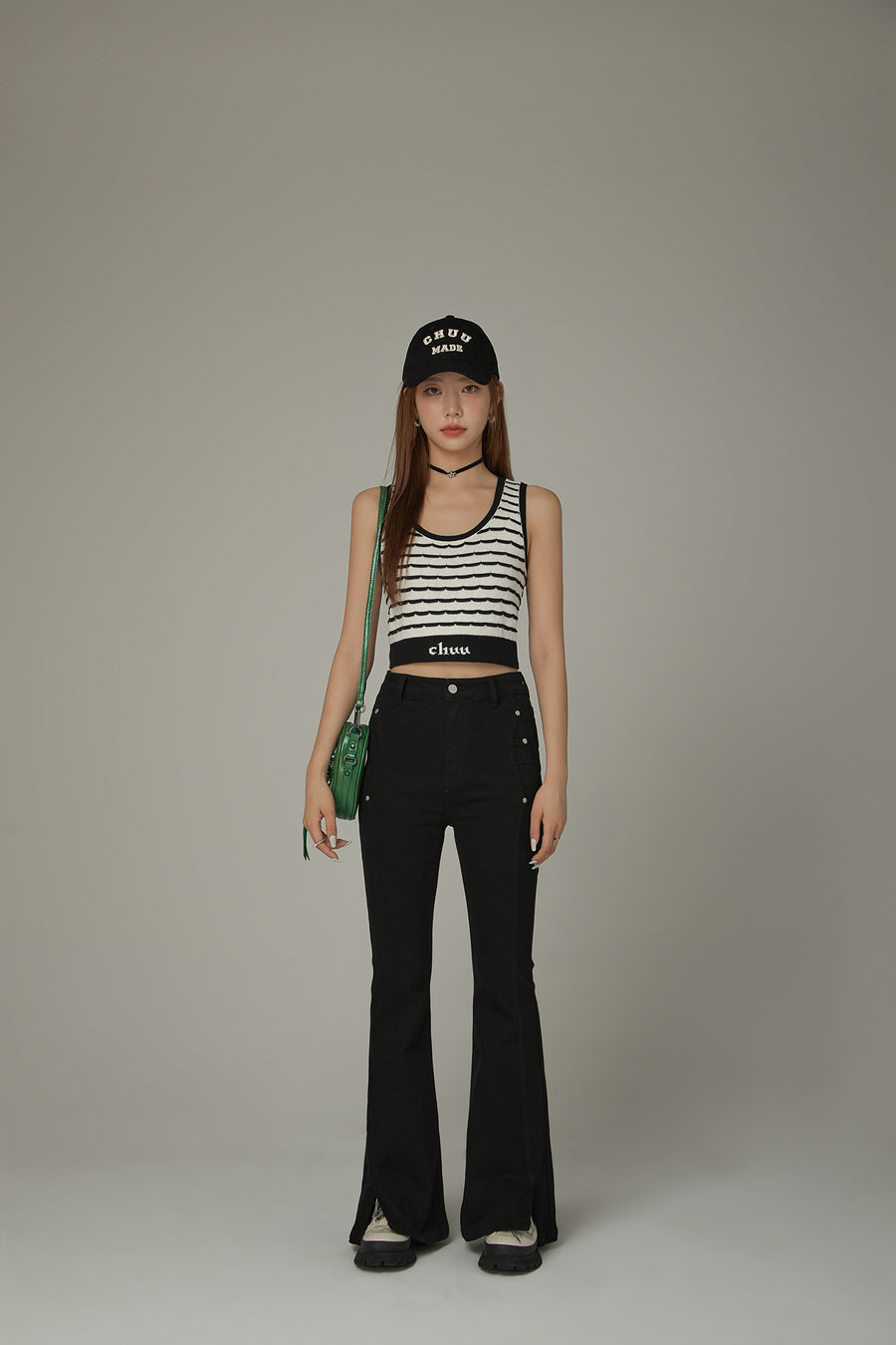 CHUU Logo Band Color Scheme Sleeveless Crop Top