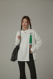 High Slit Boxy Logo Long Sleeve T-Shirt