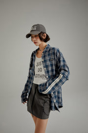 Retro Check Stitching Long Sleeve Shirt