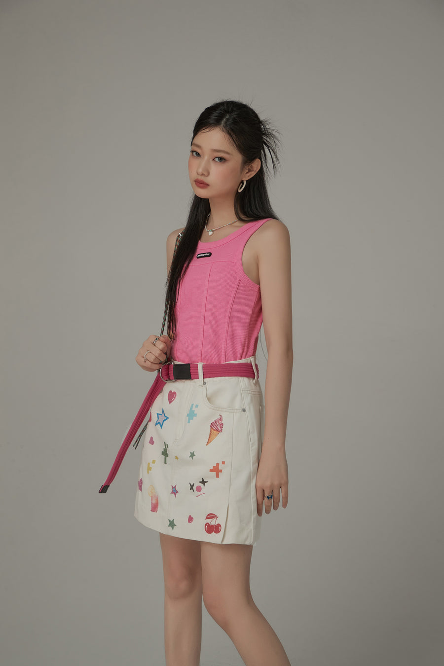 CHUU Summer Icons Printed Mini Skirt