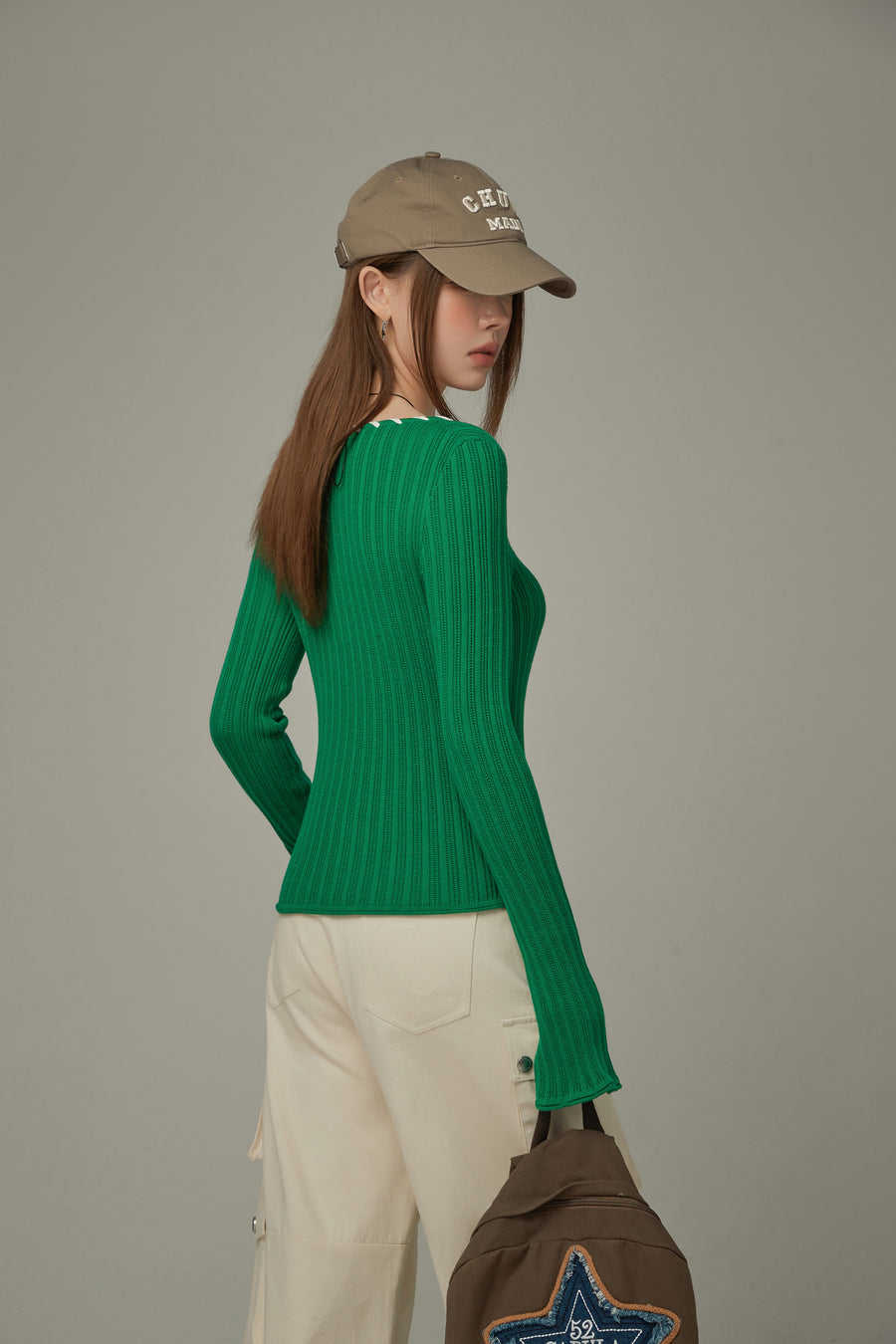 CHUU Color Ribbed Knit Top