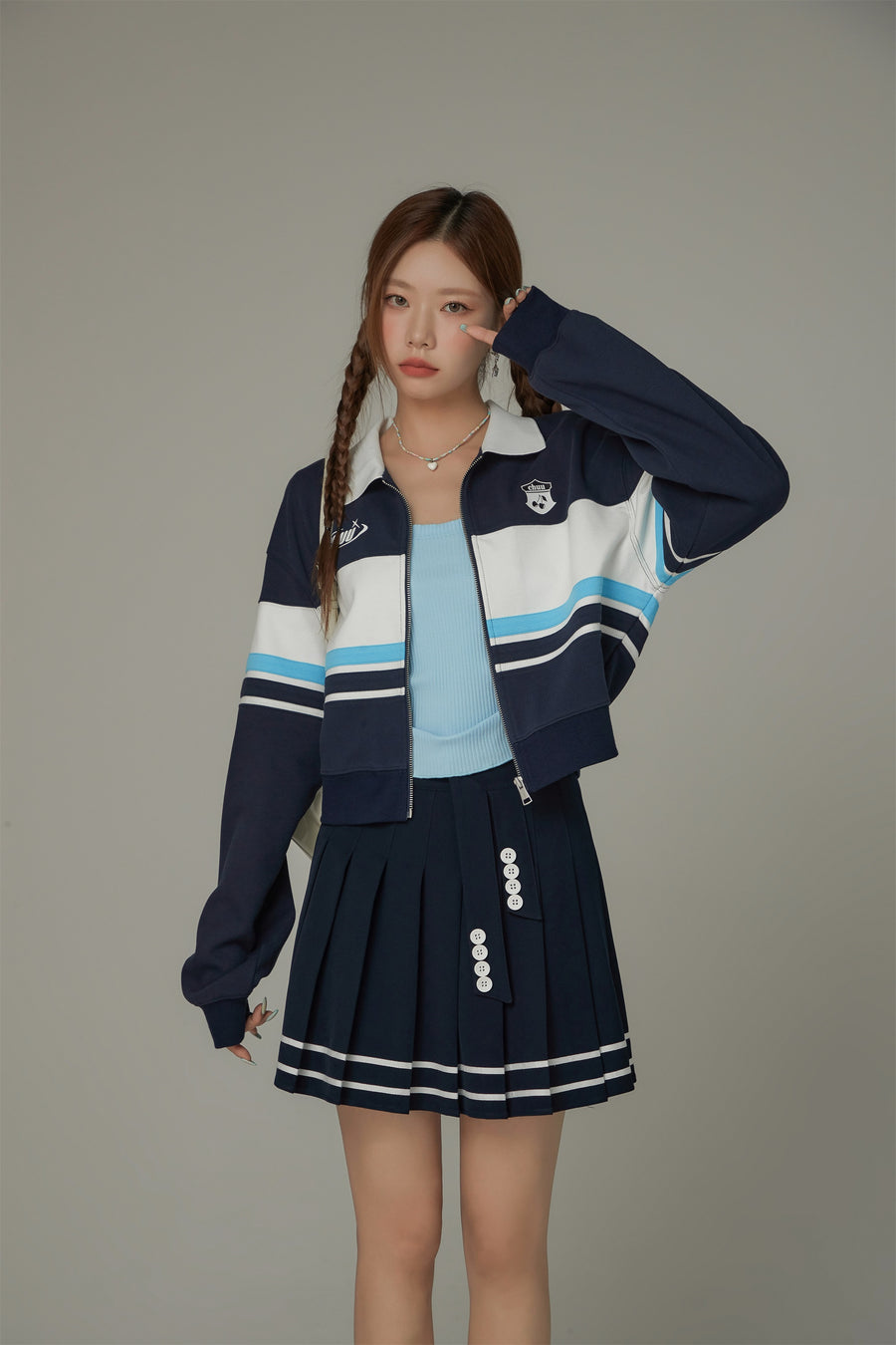 CHUU Logo Sporty Zip-Up Boxy Jacket