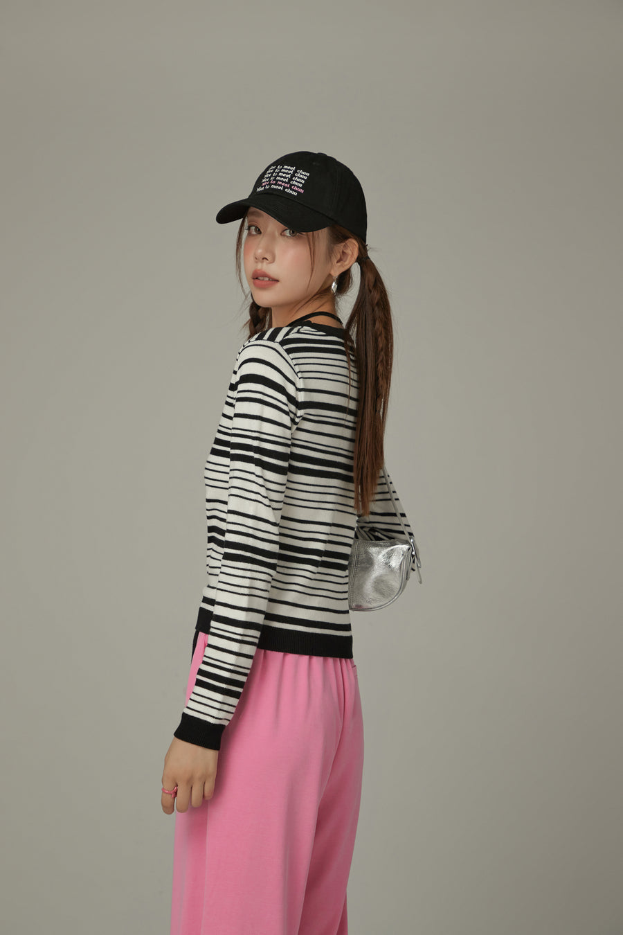 CHUU Slim Stripe Knit Top