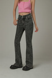 High Waisted Washed Bootcut Jeans