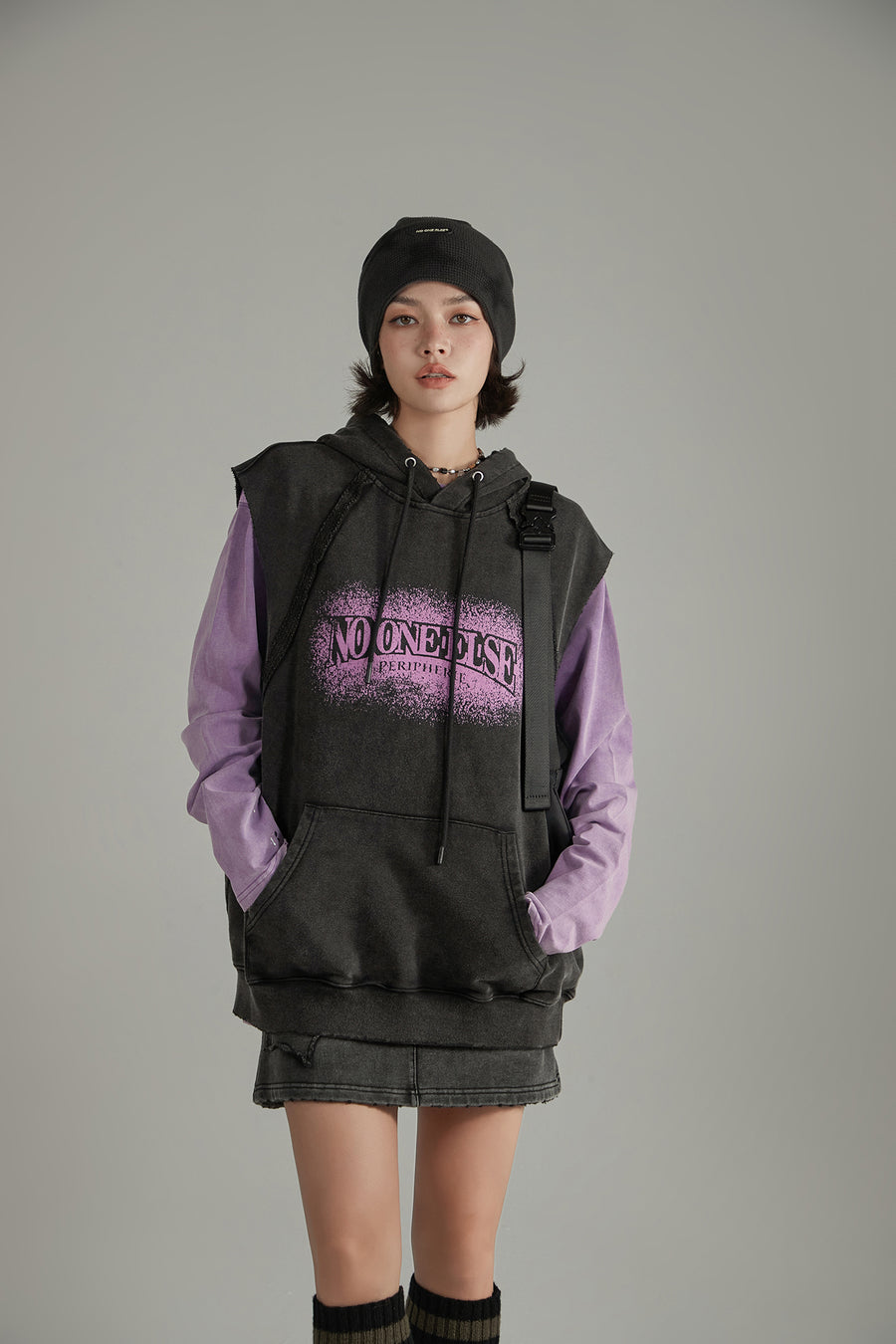 CHUU Logo Loose Fit Hooded Vest