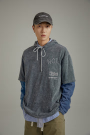 Print Logo Short Sleeve String Hoodie