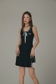 Ribbon Tie Logo Sleeveless Dress