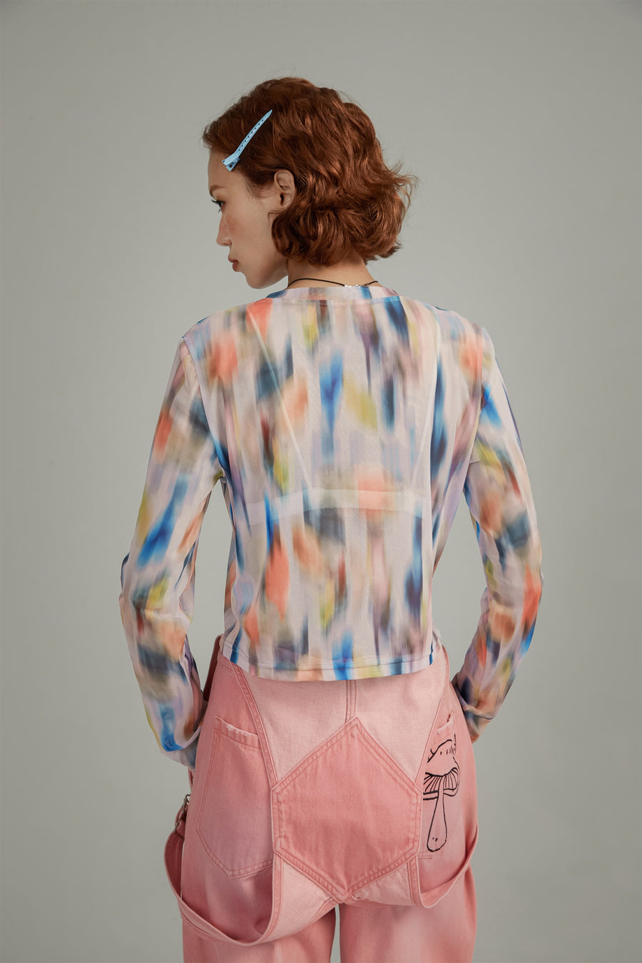 CHUU Multi Color Long Sleeve Crop Top