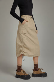 Elastic Waist String Shirring Skirt