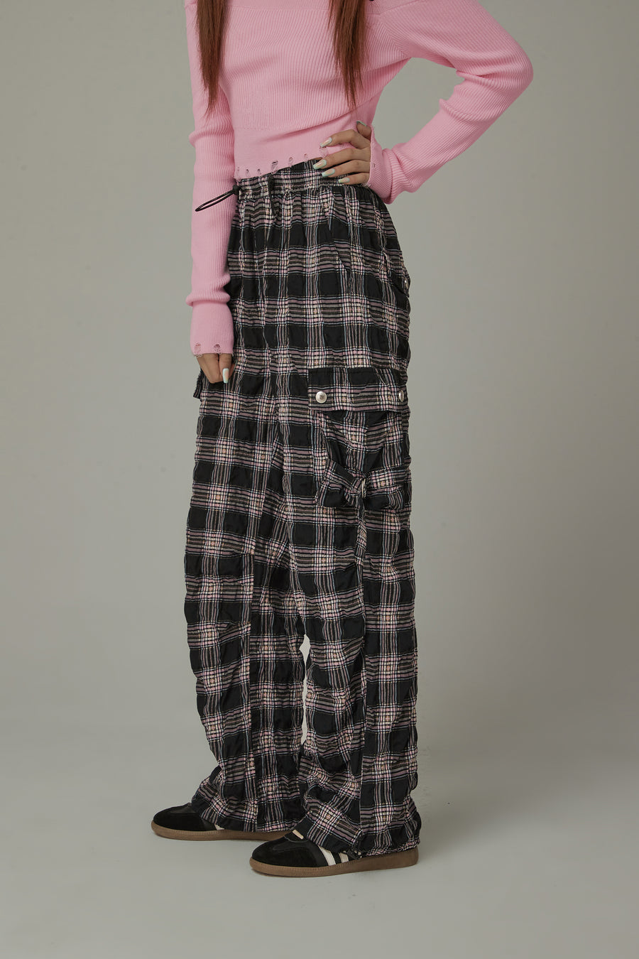 CHUU Color Pocket Check Pants