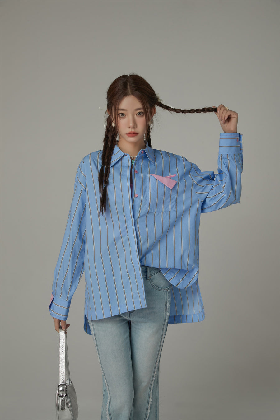 CHUU Striped Loose Fit Long Sleeve Shirt