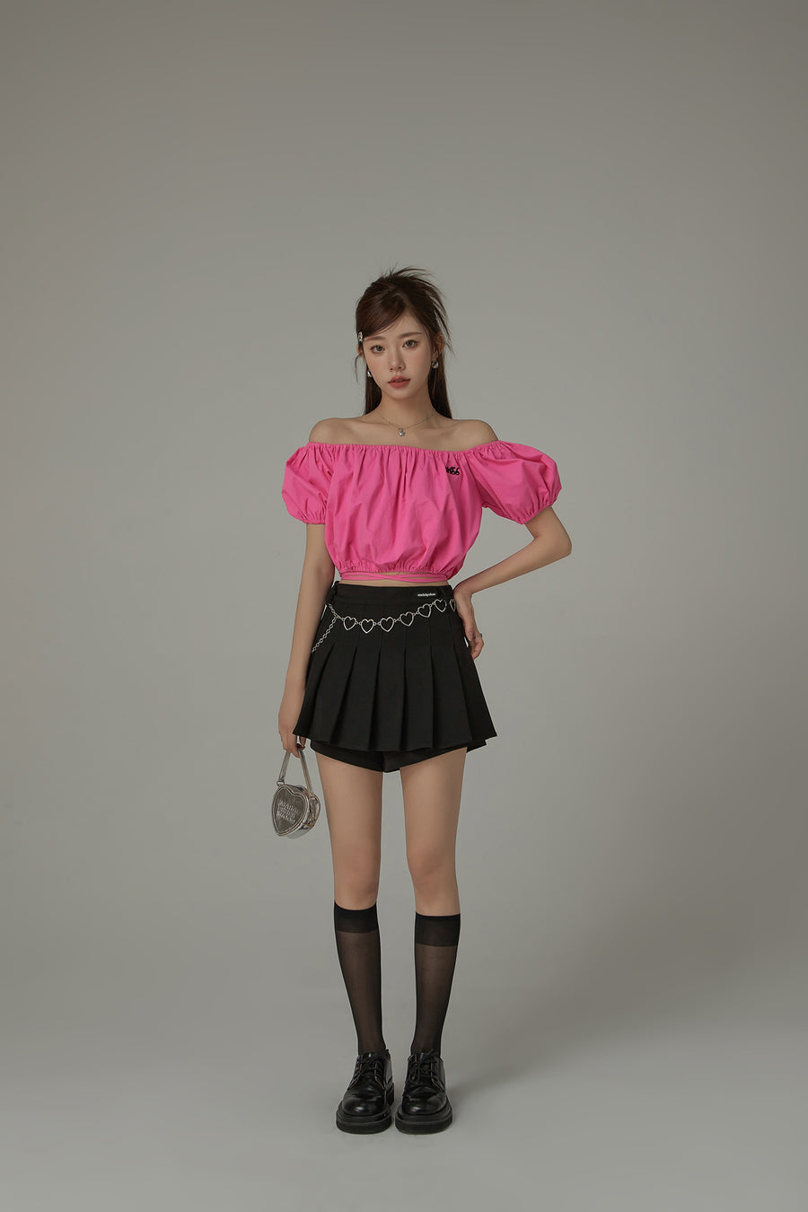 CHUU Casual Layered Zipper Pleated Skort