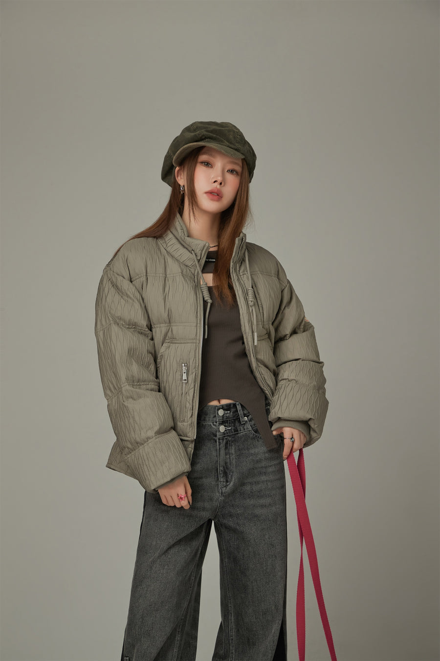 CHUU Pattern Oversized Layered Padded Jacket