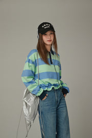 Polo Neck Stripe Sweatshirt