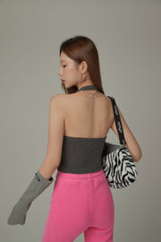 Halterneck Knit Sleeveless Top