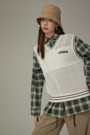 Hole Pattern Knit Sweater Vest