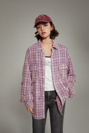 Checked Long Sleeve Boxy Shirt