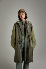 Color Combination Hooded Jacket